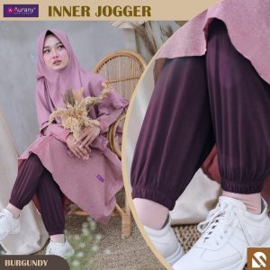 Celana inner aurany jogger burgundy