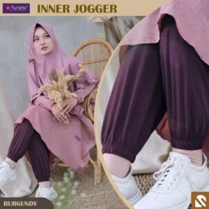 Celana inner aurany jogger burgundy
