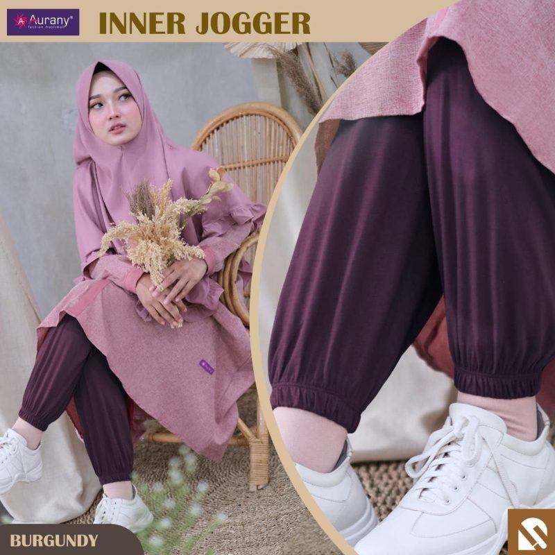 celana inner aurany jogger burgundy